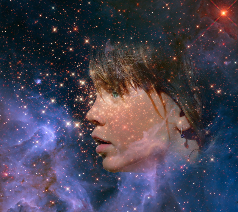science, laugh, science fiction, man illusion, mystical, infinity, nature, divinity, beauty, illusion, world universe, illuminated, face, celestial body