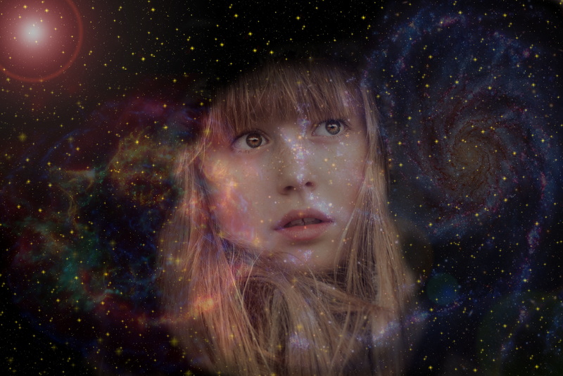 atmosphere, hair, infinite, face, all, canis major, astronomy, hairstyle, god, creation, universe, mystical, spirit space, starry sky, contemplation, universe universe