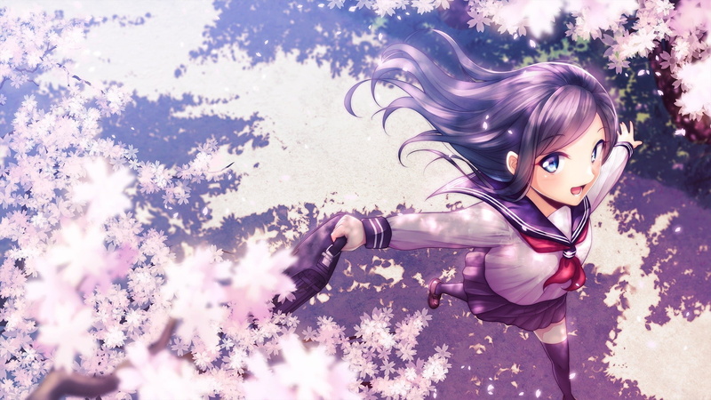 cherry blossom, original characters, school uniform, anime girls, 1080P