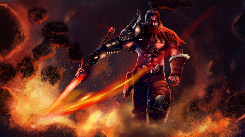 sword, red, flame, adult, futuristic, hell, fire, burning, motion, activity, competition, illustration, danger, 1080P, arts culture and entertainment