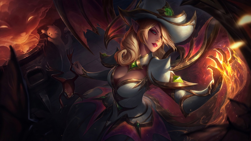 GZG, The Prestige, Riot Games, Support (League Of Legends), 8K, 4K, pumpkin, digital art, League of Legends, pumpkin night, Morgana (League of Legends)