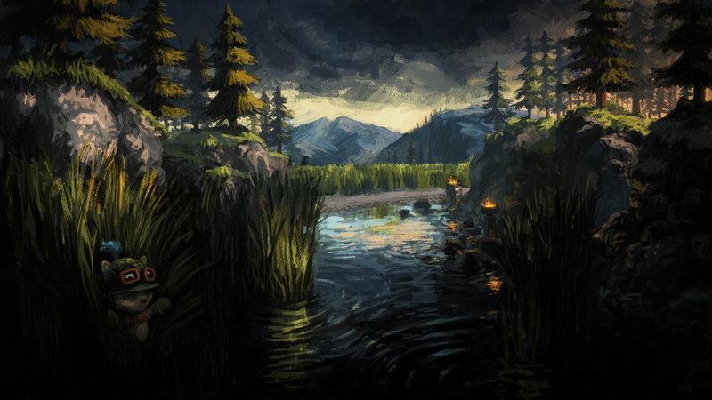1080P, grass, video games, league, legends, painting, teemo, water, drawing, green, hd, field, body