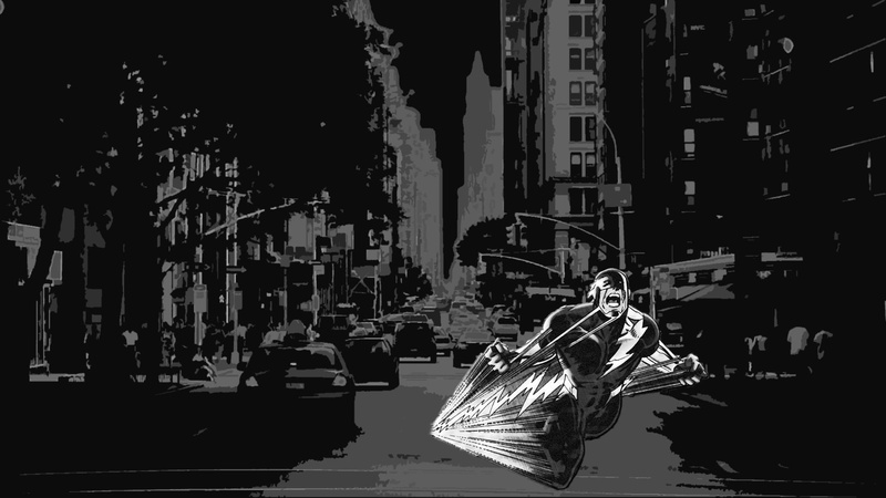 city, street, canal, greyscale, comic books, comics, one person, nature, mode of transportation, women, land vehicle, building exterior, motor vehicle