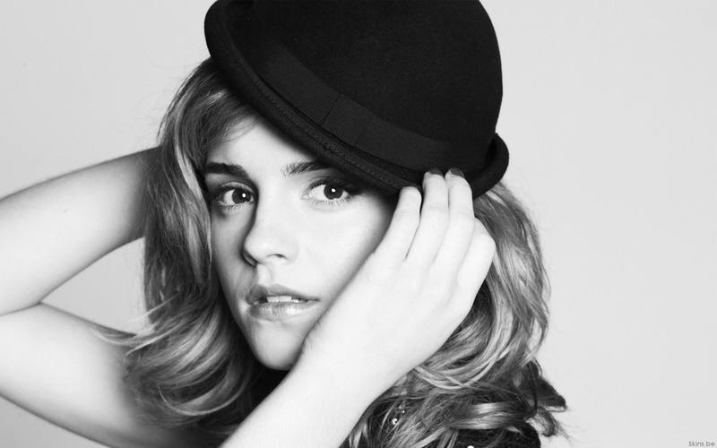 watson, photo, women, white, celebrities, greyscale, emma watson, black, 1080P, celebrity, hollywood, hat, s, emma