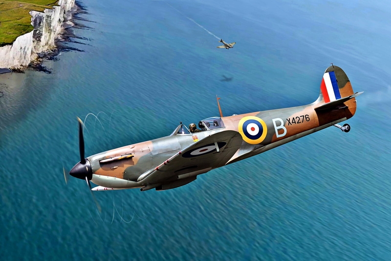 The white cliffs of Dover, He.111, 2K, 1940, Battle of Britain, Spitfire Mk.I, 54 squadron, RAF, Dover Strait