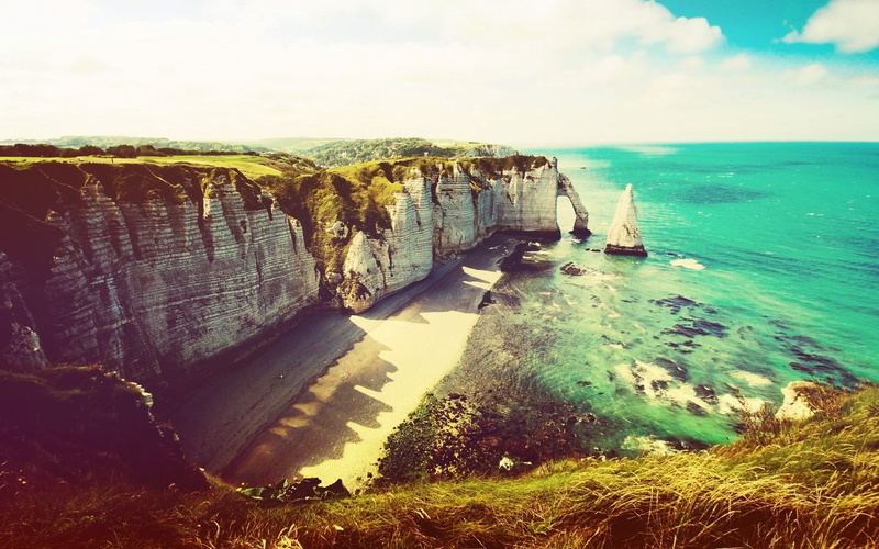 1080P, rock - object, beauty in nature, sur, cloud - sky, cliff, France, horizon, tranquility, horizon over water, summer, sky, outdoors, water, scenics - nature
