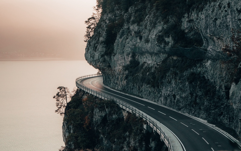 cliff, mountains, sea, nature, 4K, road, Switzerland, landscape