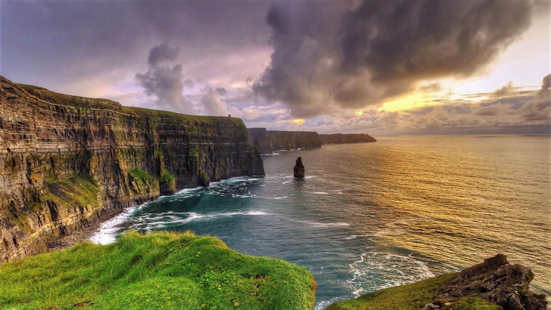 Sea, Coast, 1080P, Earth, Horizon, Coastline, Ocean, Ireland, Cliffs of Moher