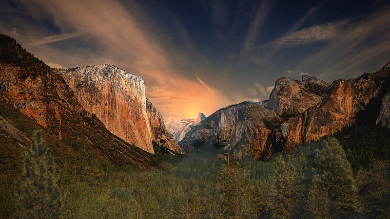 landscape, sky, land, rock, no people, travel destinations, tranquility, environment, photography, 4K, cloud - sky, non-urban scene, formation, Yosemite National Park