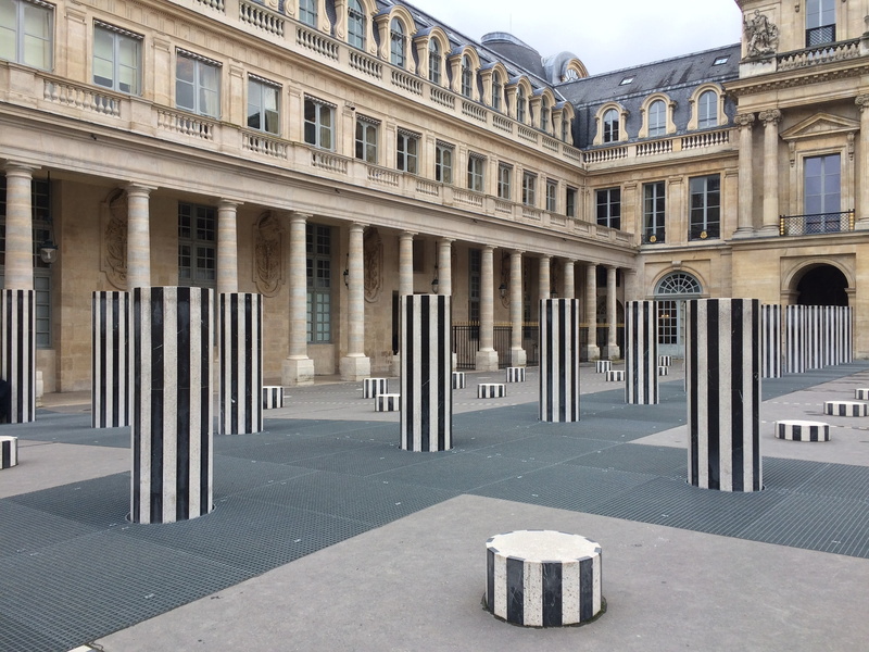 marble, government, travel destinations, column, perspective, sunlight, colonnade, history, burren, paris, sculpture, building exterior, courtyard, columns