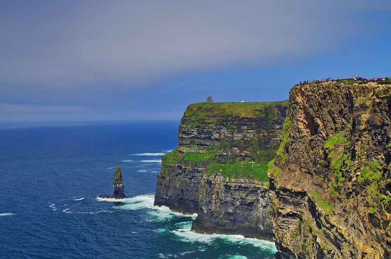 land, surrounded, ocean, body, cliffs of moher munster, tranquil scene, tranquility, rock formation, ireland, beach, beauty in nature, cliff, water, rock - object