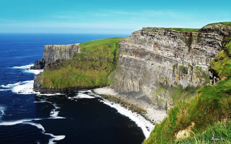 1080P, cliffs, moher, sea, beach