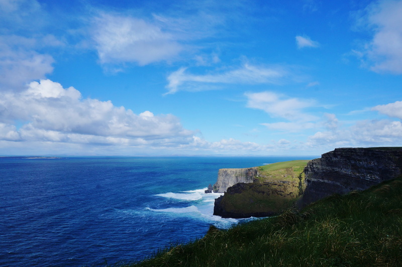 sunny, wave, ireland, ocean, day, blue, scenics, sky, outdoors, beach, 4K, no people, coastline, non-urban scene, cloud, nature, atlantic Ocean, scenics - nature