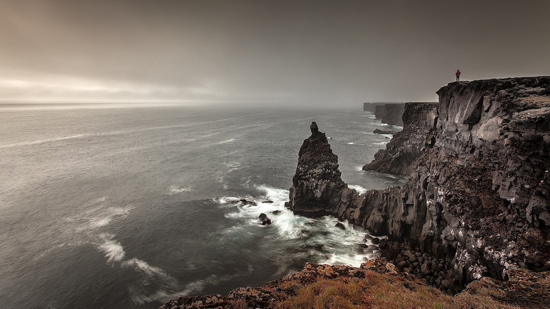 scenics - nature, beach, motion, storm, rocks, looking at view, cliffs of Moher, wave, seascape, overcast, sea, tranquil scene, beauty In Nature, rock - Object