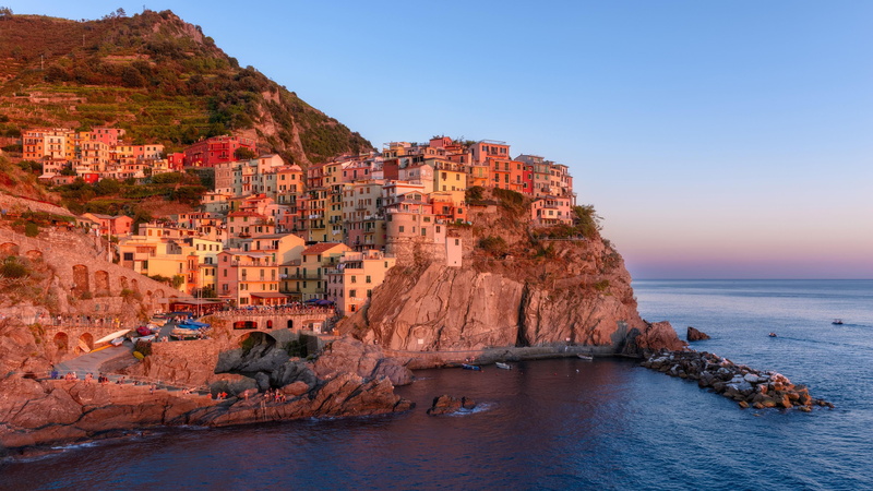 europe, clear sky, liguria, manarola, land, klippe, la spezia, rock formation, promontory, coast, escarpment, 4K, scenics - nature, sky, italy, eroded