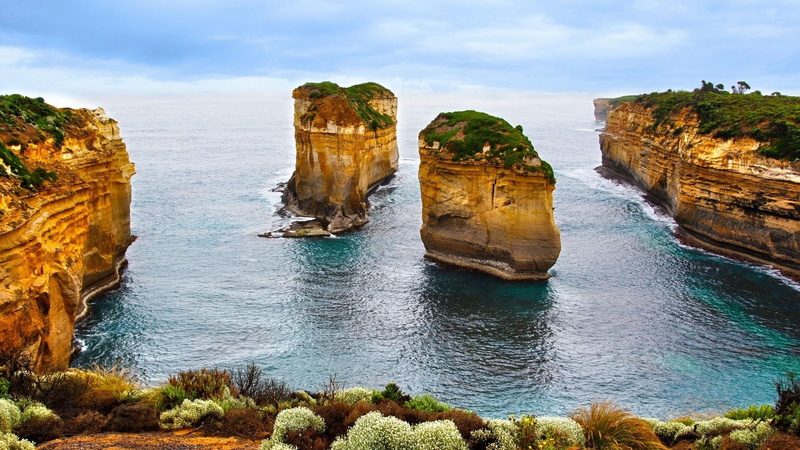 australia, formation, national park, 1080P, stack, coast, bay, cliff, port campbell national park, rock, port campbell, escarpment, victoria, loch ard gorge