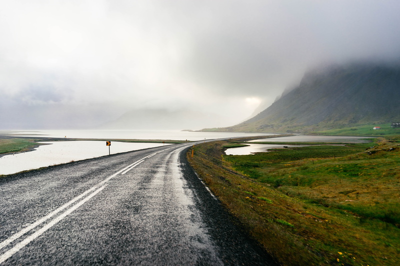 scenics, Reise, Straße, 5K, Austurland, day, cloudy, Wasser, moody, Iceland, mountain, photo, near, spooky, trip, body of water, body, Dunst, travel, Klippe