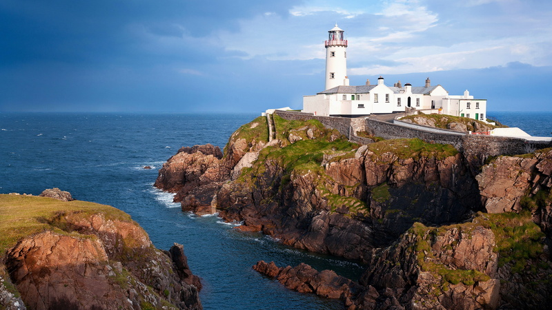 donegal peninsula, fanad head lighthouse, shannagh, lighthouse, ireland, ocean, peninsula, 4K, arryheernabin, fanad lighthouse, north atlantic ocean, beacon