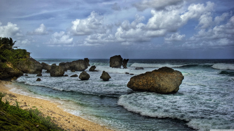 shore, sea, motion, outdoors, horizon over water, body of water, nature, rock, 4K, no people, day, beauty in nature, tranquil scene, beach, cloud, rock - object