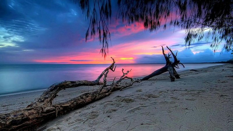 evening, coast, sunset, horizon, sky, 1080P, beach, silence, coastline