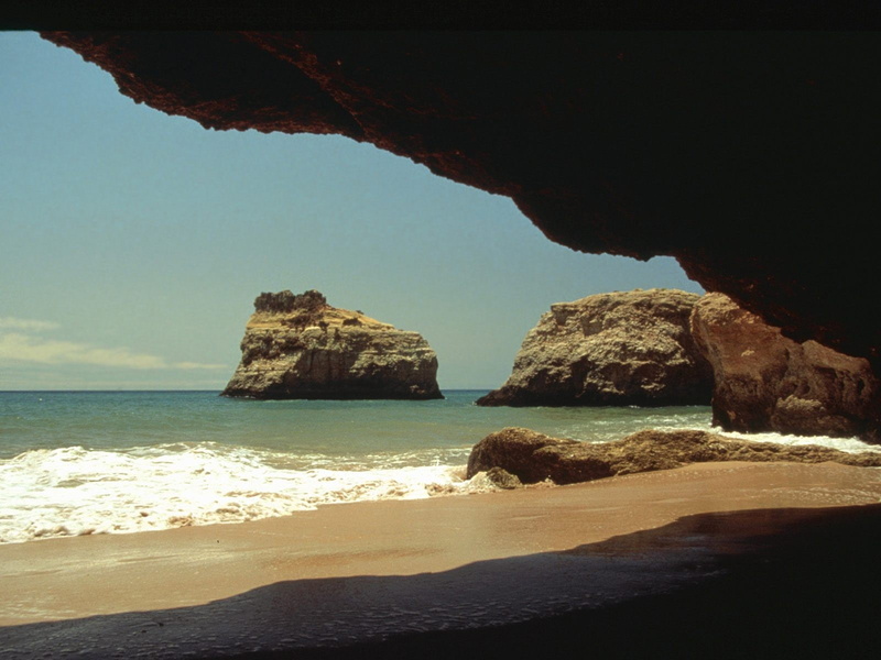 cliff, rock formation, sea, coast, cave, 720P