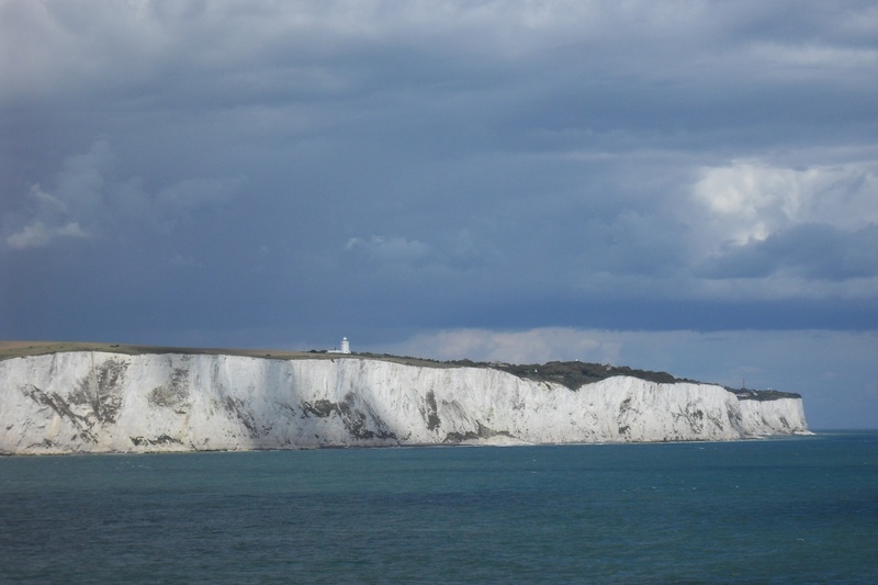 marine, outdoors, land, rock - object, sailboat, rock, ocean, nature, sky, united kingdom, landscape, horizon, white cliffs, dover, cloud - sky, sea, england