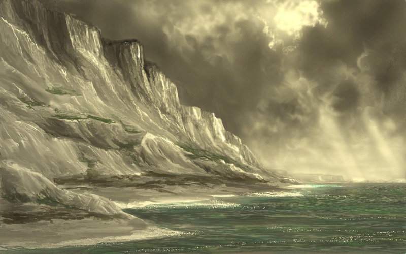 landscape, Cliffs Of Dover, painting, sea, david walker, cliff, Coastline, 1080P, clouds, storm, UK, digital art, nature, England