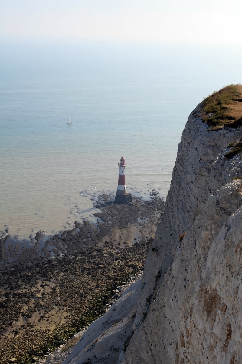 coast, lighthouse, lifestyles, chalk, england, leisure activity, sky, land, scenics - nature, english, seashore, 2K, light, death, blue, steep, tranquil scene