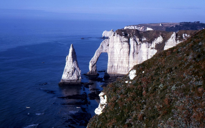 etretat, normandie, nice, stone, color, sand, 1080P, holidays, blue, picture, normandy, waves, dreamy, widescreen