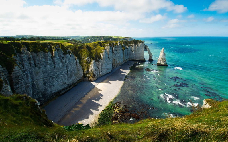 day, history, nature, sunny, horizon, horizon over water, no people, tranquility, ruined, outdoors, sky, architecture, sea, body, water, 1080P, rock, beach