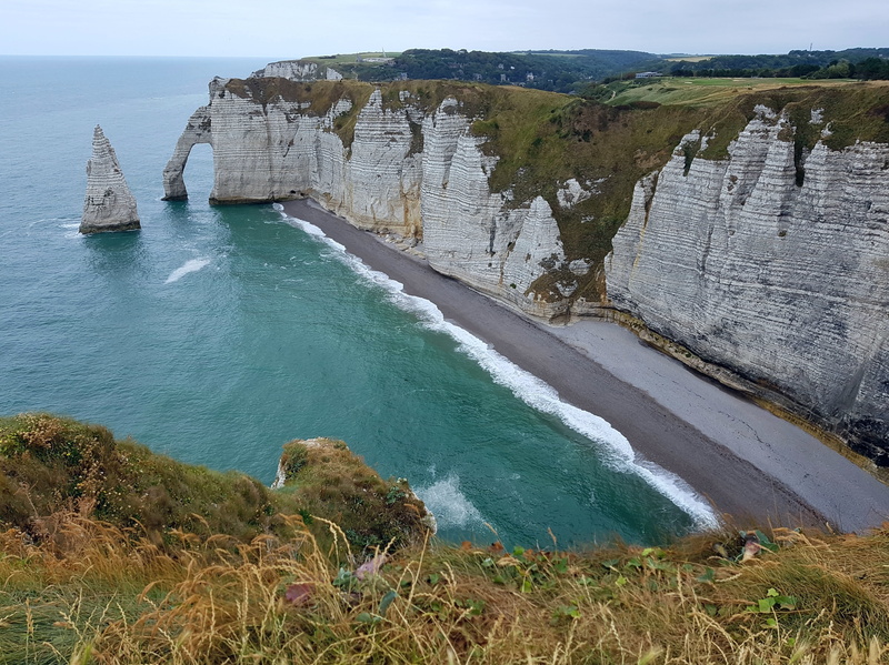 idyllic, rock formation, blue, cliff, pebble beach, france, rock - object, coast, felsentor, sea, scenics - nature, beach, horizon over water, alabaster coast