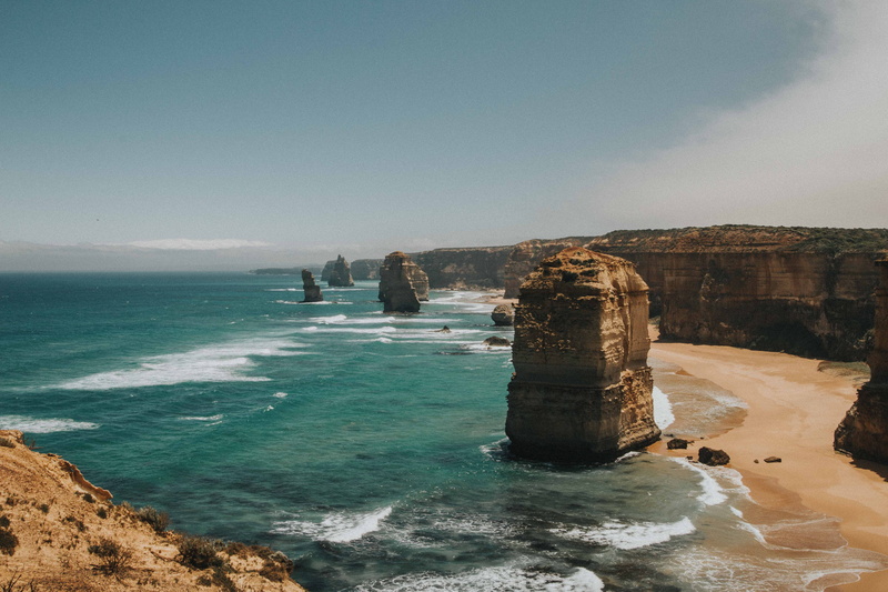 apostle, shore, formation, 12 apostle, australia, rock - Object, landscape, beach, wave, victoria - Australia, port Campbell National Park, ocean, uSA