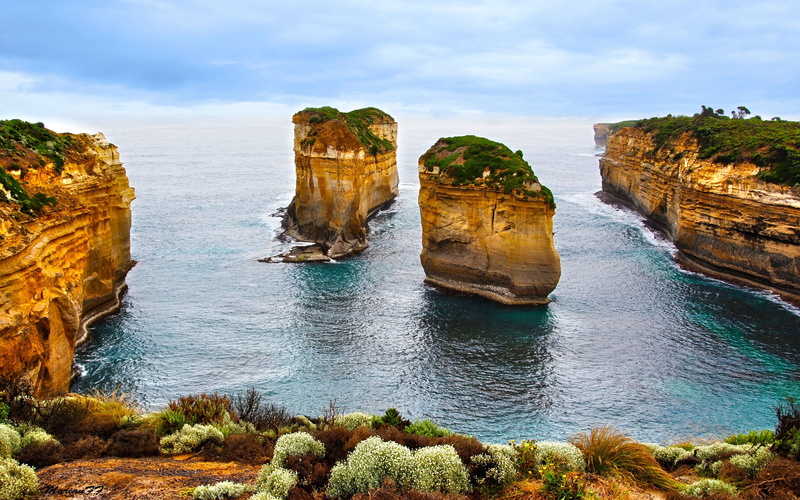 bushes, victoria - Australia, great Ocean Road, etretat, portugal, algarve, no People, seascape, port Campbell National Park, beach, formation, land, twelve Apostles Sea Rocks