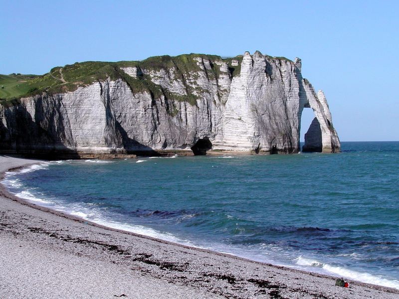 chalk, cliff, tranquility, outdoors, clear sky, no people, France, solid, beauty in nature, afalaise, rock - object, sky, 1080P, horizon over water, sea