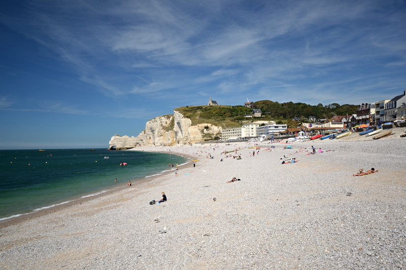 bay, building exterior, nature, sand, blue, trip, cliffs etretat, sky, day, beach, holiday, cliff, outdoors, scenics - nature, costa, travel, france, rock