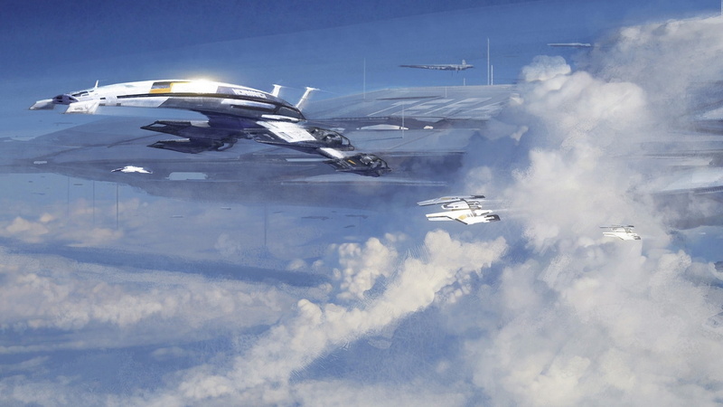 Mass Effect, Normandy SR-2, video games, sky, ship, 1080P