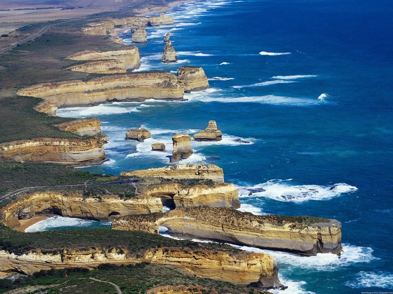 seascape, rock, great Ocean Road, twelve Apostles Sea Rocks, day, landscape, coast, rocks, high angle view, beach, the past, sea, wave, rock - Object, europe