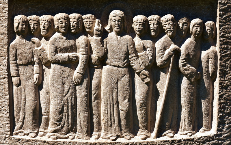 ancient, stone sculpture, no people, sculpture, place of worship, representation, male likeness, artwork, stone figure, apostles, statue, rock carving