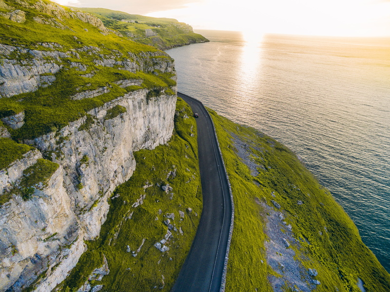 sea, outdoors, shore, seaside, nature, high angle view, flora, day, ocean, beach, aerial, roadside, tranquility, algae, cliff, beauty in nature, 4K, no people