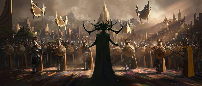 Thor: Ragnarok, fiction, 2K, art, Asgard, spears, fantasy, figure, hats, army, warriors, shields