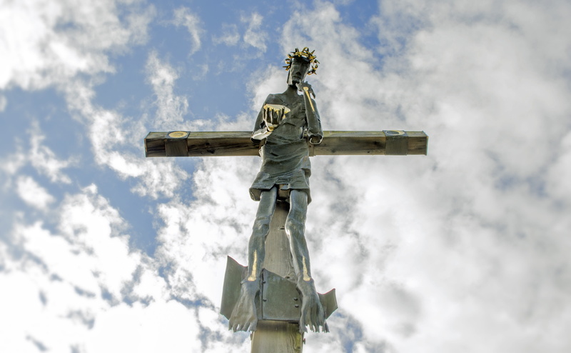 jesus, calvary, creativity, bible, no people, low angle view, füssen, allgäu, human representation, christian, spirituality, crucifixion, day, believe