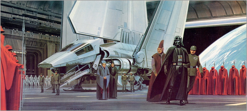 Darth Vader, 1080P, imperial shuttle, science fiction, concept art, Death Star, Star Wars, artwork, Sith, Ralph McQuarrie