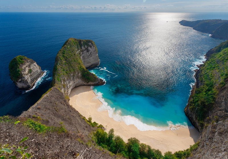 Bay, Indonesia, water surface, The Indian ocean, Nusa Penida, coast, rocks, 1080P, Indian Ocean, horizon, the ocean, Kelingking Beach