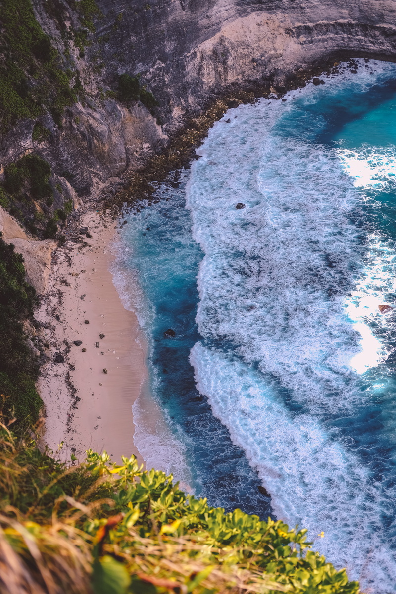 no People, scenics, outdoors, tourism, looking down, rock - Object, shore, ocean, bali, vacations, aerial View, day, island, pacific Ocean, cove, coastline