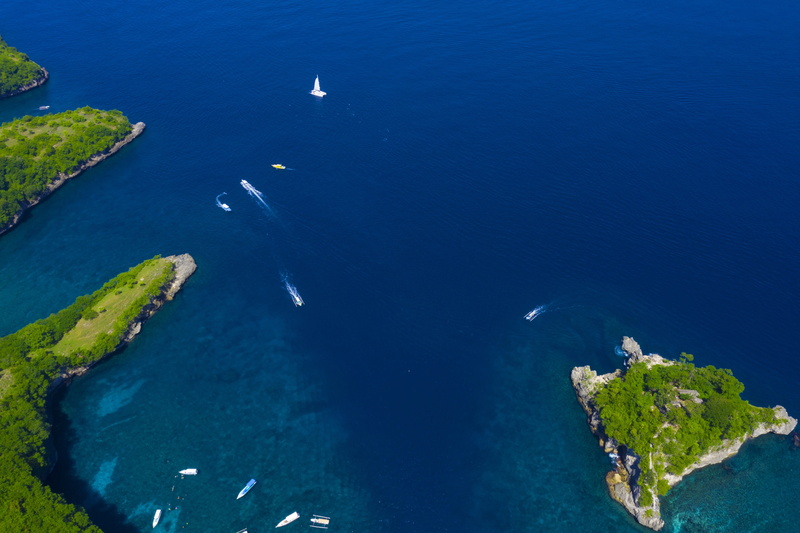 scenics - nature, turquoise, aerial view, headband, tranquil scene, crystal bay, no people, tropical, land, high angle view, wave, sea, transportation