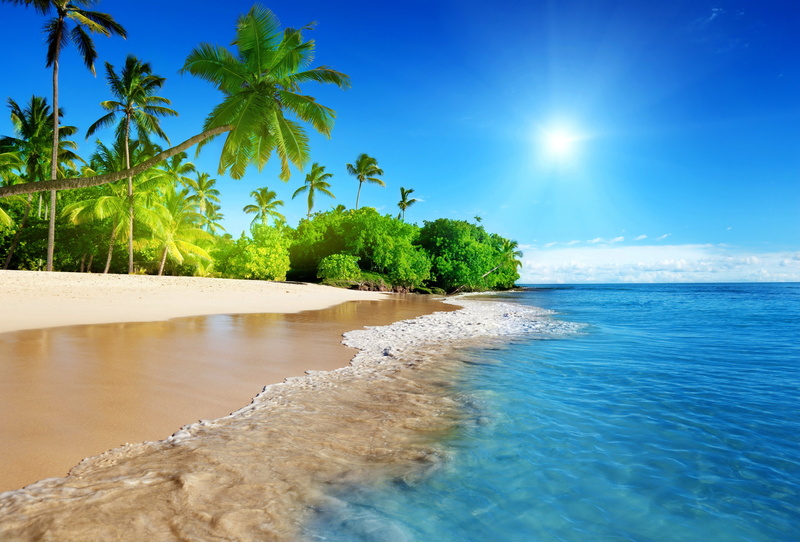 sunshine, coast, 5K, sky, sea, beach, tropical, emerald, blue, paradise