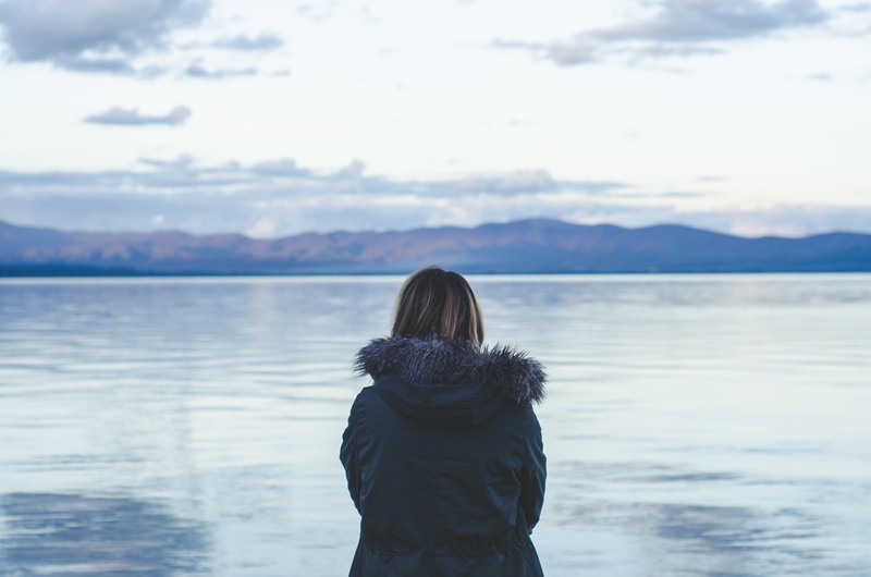 leisure activity, scenics - nature, beauty in nature, body, girl, water, daytime, adult, mountain, lifestyles, sky, nature, people, blue, looking at view