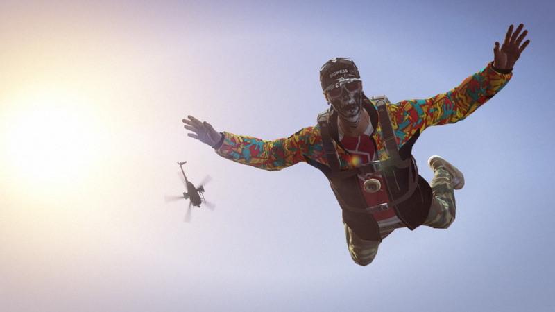 day, mid-air, arms outstretched, Grand Theft Auto, arms raised, air vehicle, s, nature, multicolored, 1080P, sunny, helicopters, excitement, people, art and craft