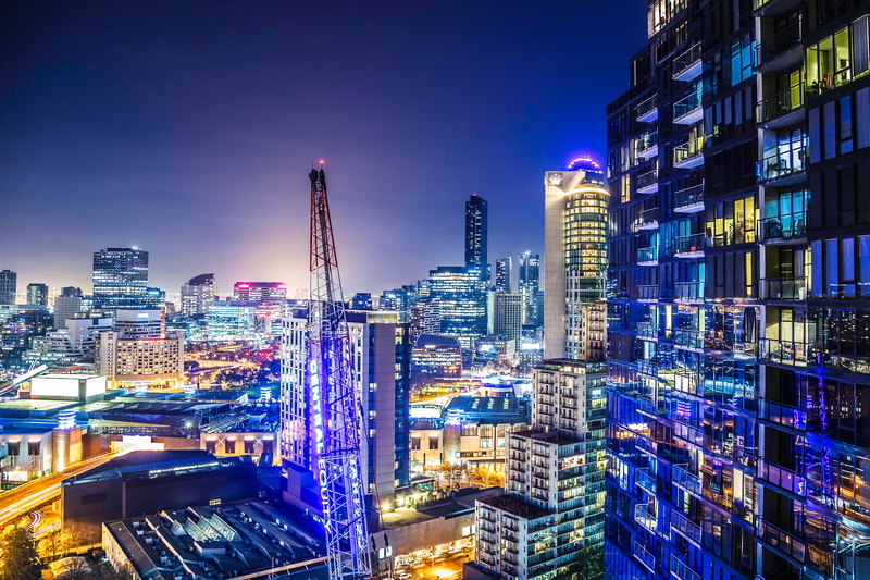 4K, business, apartment, sky, night, urban Scene, modern, skyscraper, architecture, building, built Structure, melbourne, financial District, city, landscape