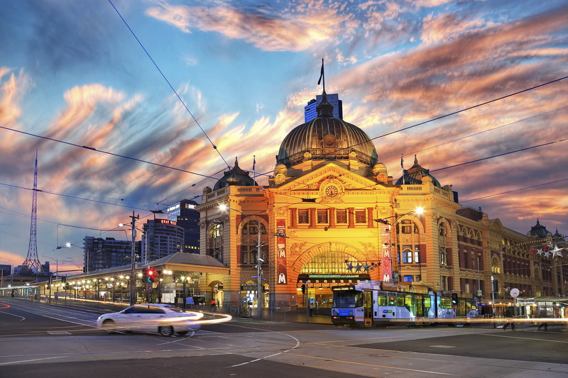 1080P, melbourne, street, australia, building, dusk, tram, city